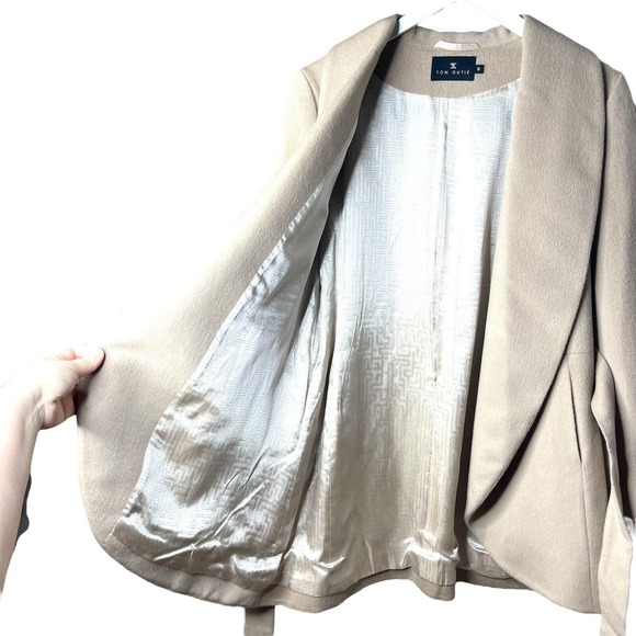 Tom Gutie Solange Baby Alpaca Suri Merino Wool Draped Coat Belted Medium - Picture 12 of 16